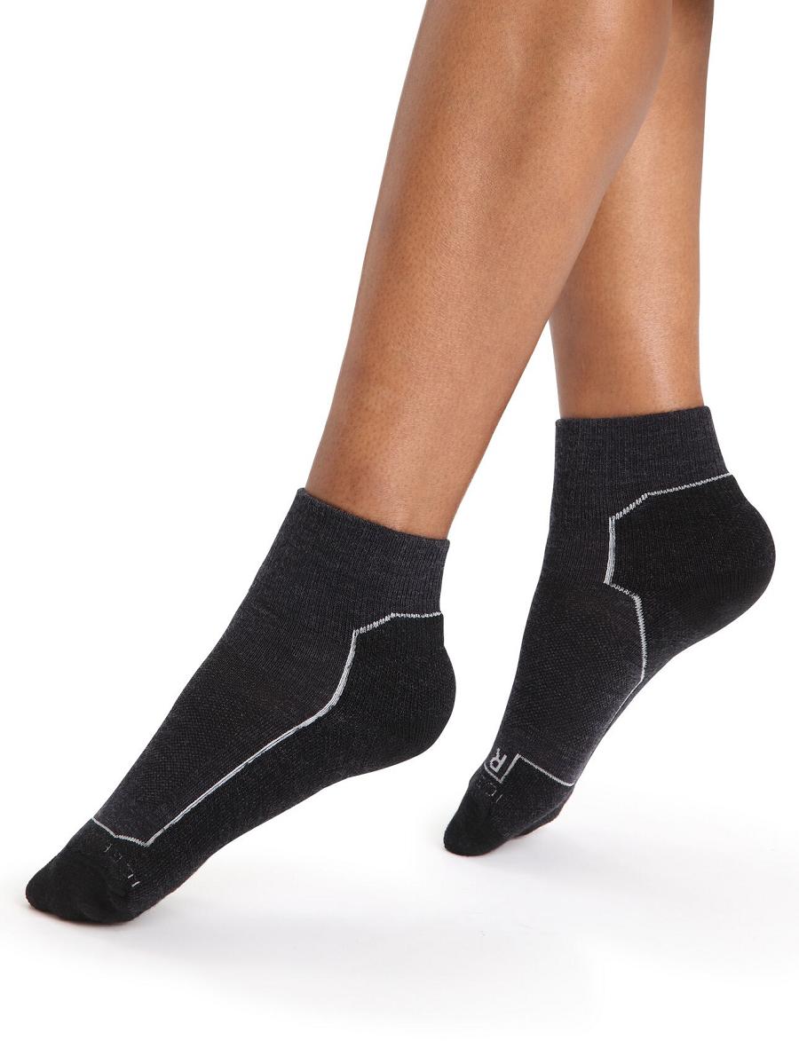 Chaussettes Icebreaker Merino Hike+ Light Mini Femme Noir Grise | FR 1447NWYB